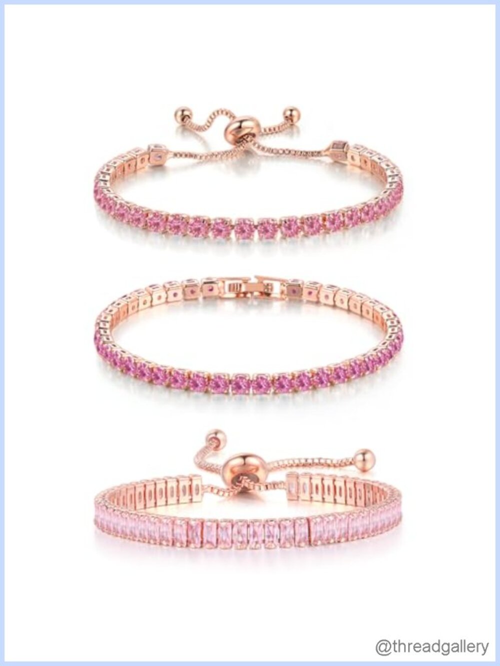 4 Piece Silver Plated Tennis Bracelet Set Dainty Adjustable CZ Bracelets